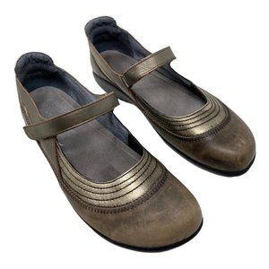 Naot Women Kirei Mary Janes Shoes Sz 41 10 Gray - Brass Metallic Flats Swirl